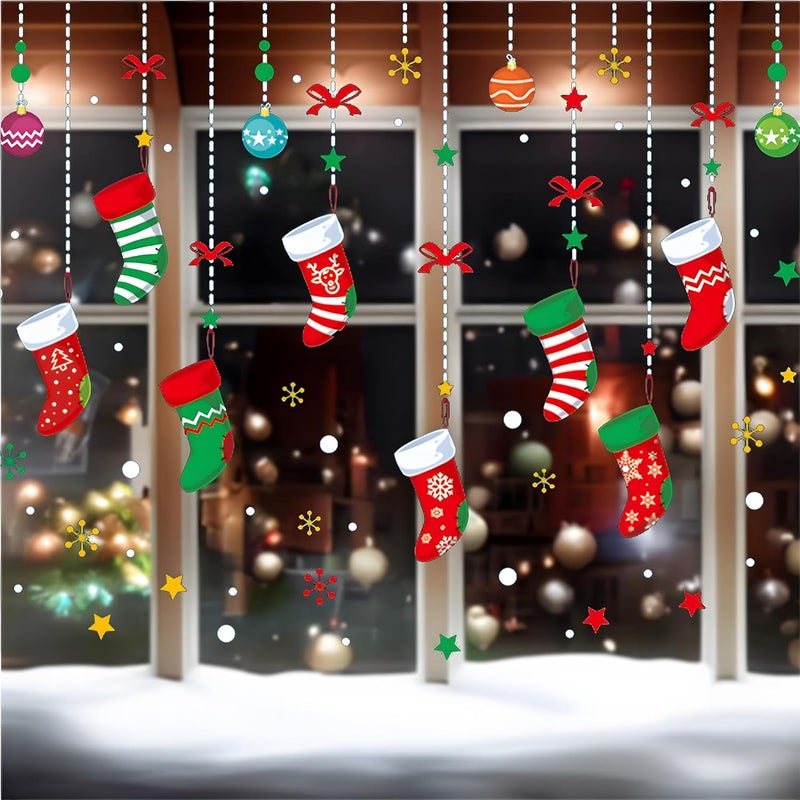 ONDY Merry Christmas Garter Window Glass Decoration Stickers 2026 New Holiday Removable Dress Up DIY Static Window Clings Decals for Living Room Bedroom Shop Windows - Image 4